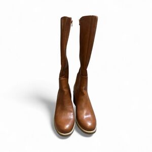 Women’s Brown Knee High Block Heel Boots Size 10 Faux Leather Zip Up Target